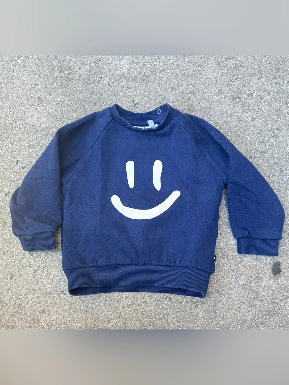 MOLO Kids Mike Sweatshirt - Organic Navy Blue Smily Face - 92  / 2yrs